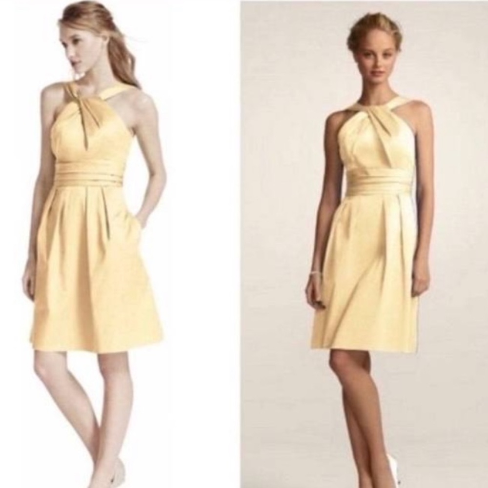 David’s Bridal Bridesmaid Dress Yellow Y Neck
